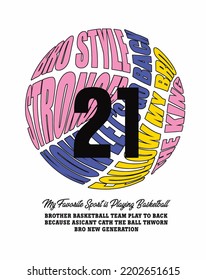 basketball typography slogan design print 