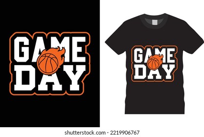 Basketball Typography T-shirt Design Vector. Game Day, Emblems, badges and design elements, Design Template Inspiration for t shirt Typography, T-shirt Design Template.