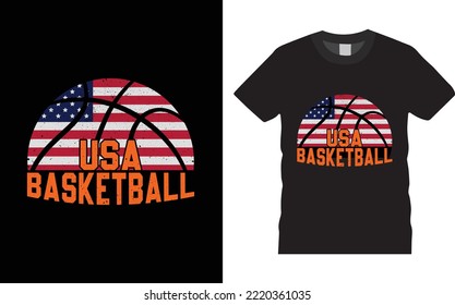 Basketball Typography T-shirt Design Vector. USA Basketball, Emblems, badges and design elements, Design Template Inspiration for t shirt Typography, T-shirt Design Template.