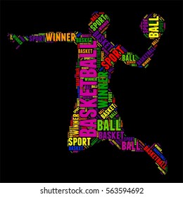 basketball Typography word cloud colorful Vector illustration