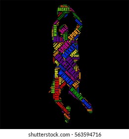 basketball Typography word cloud colorful Vector illustration