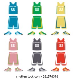 Basketball uniform icons, vector illustration