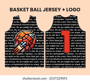 Basketball Uniform Jersey mit elegantem Textmotiv und Logo