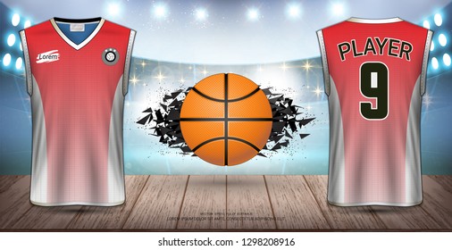 Basketball Uniform & Jersey, Tank Top Sleeveless Shirt, Design for Sport Poster, Banner, Flyer, Brochure or Presentations Template, Vector EPS10 fully editable, Easy Possibility to Apply Your Artwork.