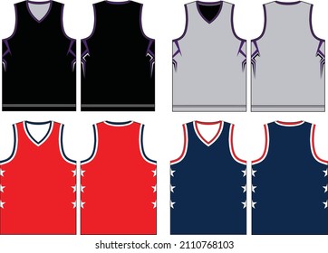 Basketball Uniform Jerseys Front and Back View Mock ups Templates Vectors 