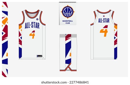 Basketball Uniform Custom Design Mock Ups Templates Design For Basketball  Club T-shirt Mock Up For Basketball Jersey. Front View, Back View And Side  View Basketball Shirt And Shorts Royalty Free SVG, Cliparts