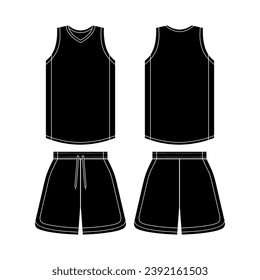 Basketball uniform mockup template design for sport club. Red basketball jersey, basketball shorts in front, back view and side view. Vector Illustration