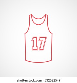 Basketball Uniform Red Line Icon On White Background