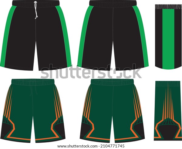 Basketball Uniform Shorts Front Back View Stock Vector (Royalty Free ...