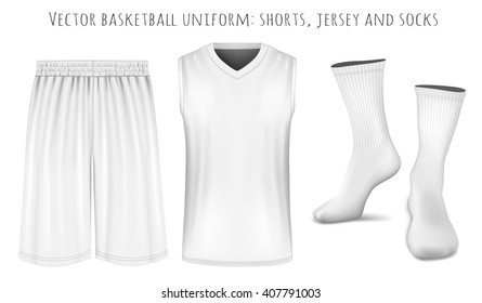 Basketball uniform: shorts, jersey and socks. Fully editable handmade mesh. Vector illustration.