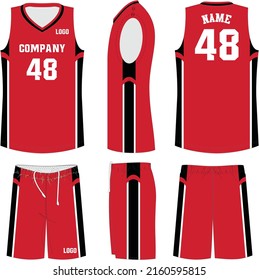  Basketball Uniform, Shorts, Template for Basketball Club. Front and Back view Sport Jersey. Tank Top t-shirt Mock up Illustration Vectors