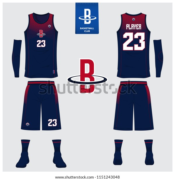 Basketball uniform or sport jersey, shorts,
socks template for basketball club. Front and back view sport
t-shirt design. Tank top t-shirt mock up with basketball flat logo
design. Vector
Illustration