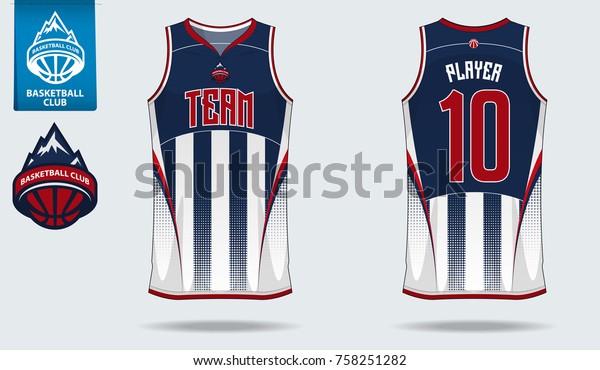 Basketball uniform or sport jersey template\
for basketball club. Front and back view sport t-shirt design. Tank\
top t-shirt mock up with basketball flat logo design. Vector\
Illustration