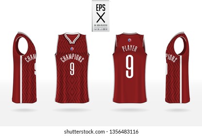 Basketball uniform template design for basketball club. Tank top t-shirt mockup for basketball jersey. Front view, back view and side view basketball shirt. Vector Illustration.