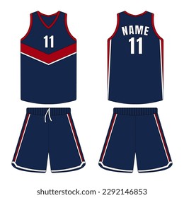 basketball uniform template illustration front and back view