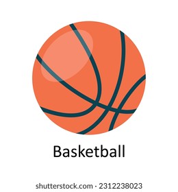 Basketball Vector Flach Symbol Design Illustration. Bildungs- und Lernsymbol auf weißem Hintergrund EPS10-Datei
