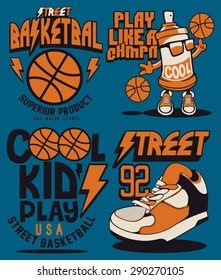 basketball vector graphic set for tee