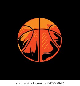 Basketball vector hand drawn on black background