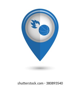basketball - vector icon;  blue map pointer