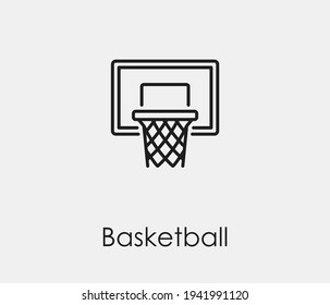 Basketball vector icon.  Editable stroke. Symbol in Line Art Style for Design, Presentation, Website or Apps Elements. Pixel vector graphics - Vector