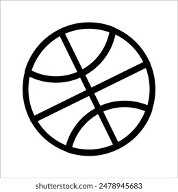 Basketball vector icon in linear, outline icon isolated on white background