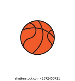 Basketball vector icon in linear, outline icon isolated on white background