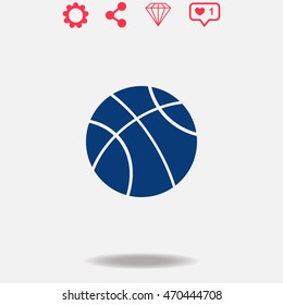 Basketball vector icon on grey background.