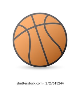 баскетбольный мяч. Basketball. Vector icon. Used orange and black color. Shadow from below. Isolated white background.
