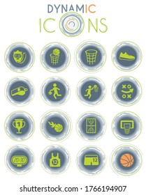 basketball vector icons on white background with dynamic lines for animation