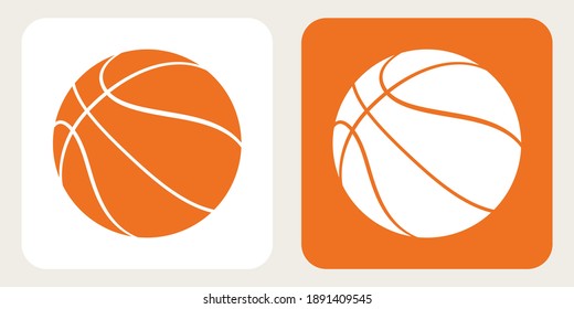 Basketball Vector Icons. Orange and White Basket Ball. Half-Turn View