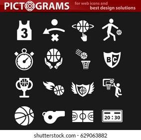 basketball vector icons for user interface design