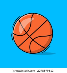 Basketball vector illustration blue background. Flat icon cartoon style