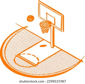 basketball vector illustration in hand drawn sketch stile 