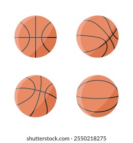 Ilustração vetorial de basquete sobre fundo branco. O basquete é um esporte popular. Coleção de basquete.