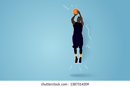 Basketball vector illustration with paper cut design style