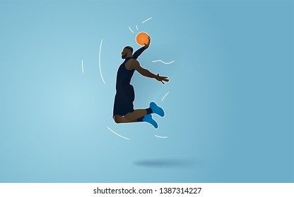Basketball vector illustration with paper cut design style