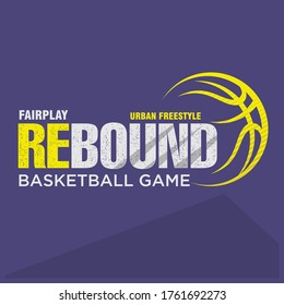 Basketball vector and illustration with rebound.Graphics for t-shirt prints and other uses.