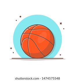 BasketBall Vector Illustration. Sport Logo Icon. Flat Cartoon Style Suitable for Web Landing Page, Banner, Flyer, Sticker, Wallpaper, Background