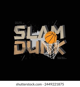 Ilustración vectorial y tipografía de baloncesto, perfecta para camisetas, sudaderas, estampados, etc.