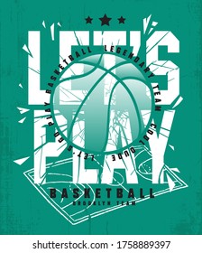 Basketball vector and illustration with yellow background, Brooklyn team. Graphics for t-shirt prints and other uses. 