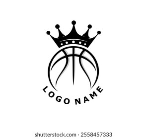 basketball vector logo with crown on top