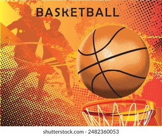 Basketball  vector on orange  background   illustration