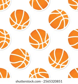 Basketball vector seamless pattern. Round balls on white background.