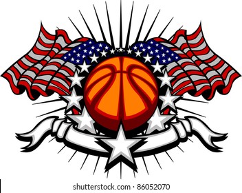 Basketball Vector Template with Flags and Stars