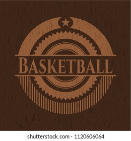 Basketball vintage wood emblem