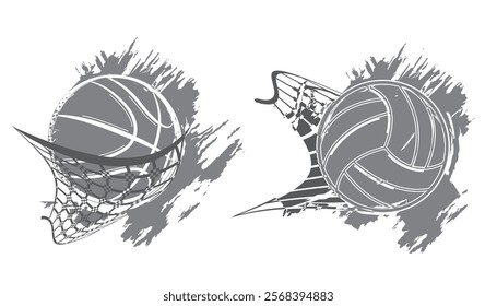 Basketball and volleyball pop art design- vector illustration.