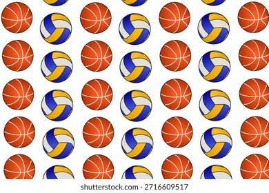 Basketball Volleyball nahtloses Muster Rand Illustration Hintergrund