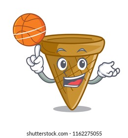 With basketball wafer cone character cartoon