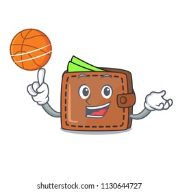 With basketball wallet character cartoon style vector illustration