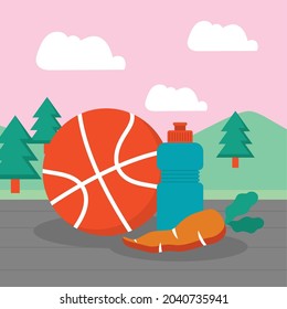 basketball and water bottle healthy lifestyle